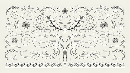 abstract floral doodle elements