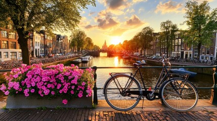 Fototapeta premium Dutch scenery at the sunset