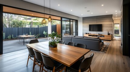 Modern lounge with dining table
