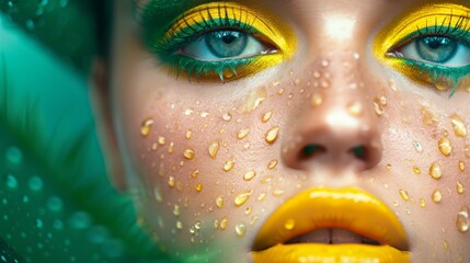 water droplets cling, Banana hovering near