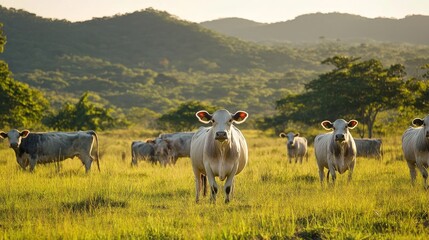 Fototapeta premium Costa Rican Brahman cattle from Guanacaste's pastures