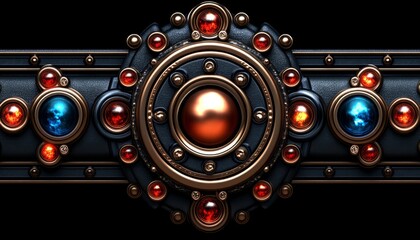 Fototapeta premium Ornate Circular Design with Red and Blue Gemstones