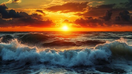 Obraz premium Sunbeams dance on coastal ripples