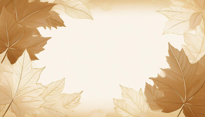 セピア秋イメージのリーフイラスト背景　AI生成画像