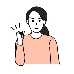 ガッツポーズをする若い女性のイラスト