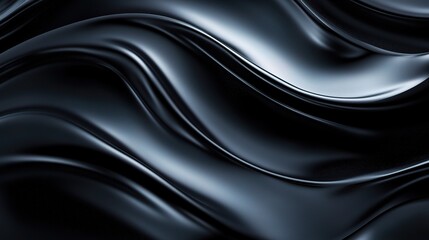 Fototapeta premium Abstract Dark Liquid Metal Waves: A mesmerizing, abstract background of flowing, liquid metal waves in a rich, deep black, evoking a sense of luxury, elegance, and mystery. 