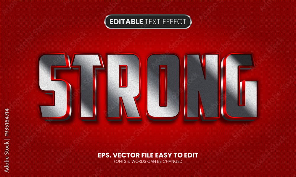 Wall mural strong editable text effect, 3d bold text style