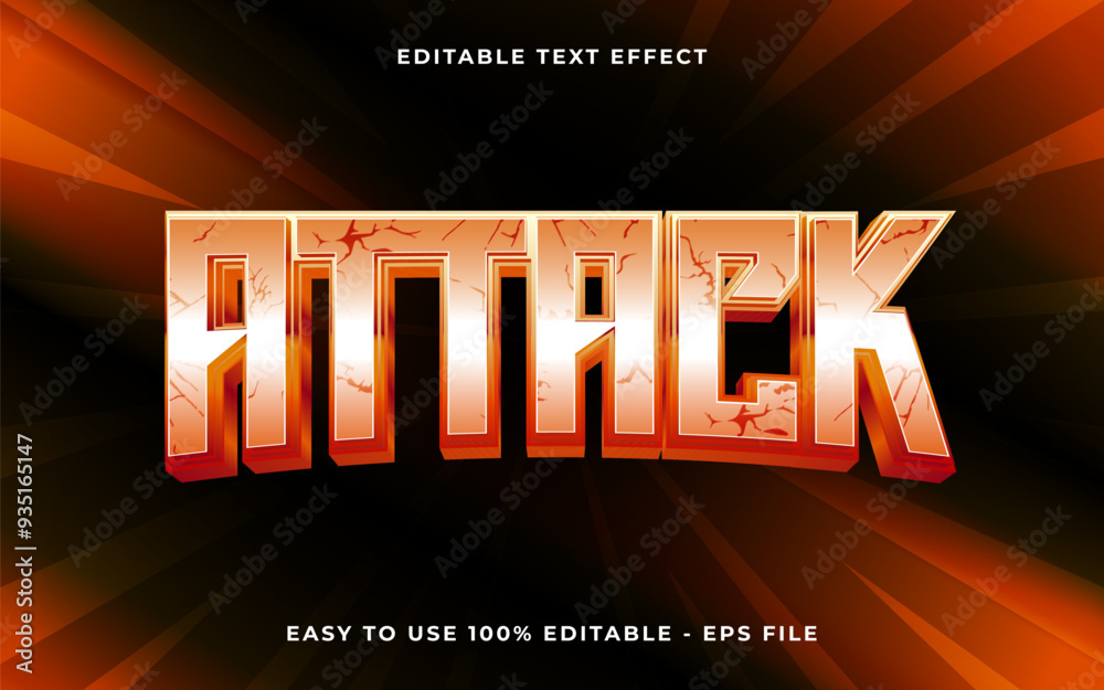 Poster 3d attack gradient scary text style effect template editable text effect
