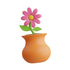 Flower Vase 3D Icon. Flower 3D Icon