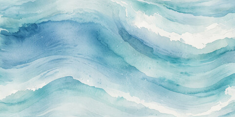 Vector watercolor ocean wave line blue and white background. Ocean sea art with natural template. Seamless soft blue ocean pattern wave water background.