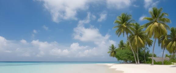 Fototapeta premium Tropical Beach with Palm Trees