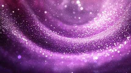 Obraz premium A shimmering purple abstract background with sparkling particles and waves.