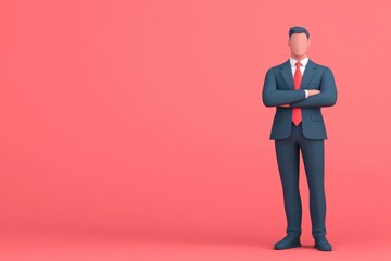 A confident businessman in a suit stands against a vibrant background, representing professionalism and determination.