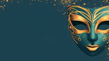 Elegant Masquerade Ball Masked Festival Banner Background on Plain Color