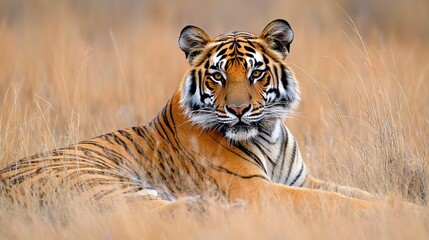 Obraz premium Tiger,Majestic wildlife in their natural habitat, underscored by conservation efforts to preserve biodiversity 