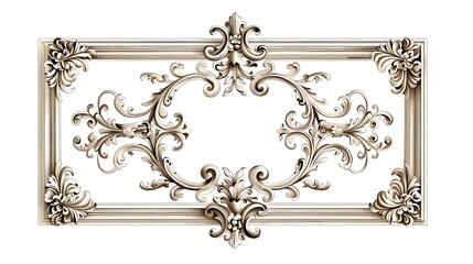 Elegant Vintage Ornate Frame with Detailed Classic Patterns on White Background