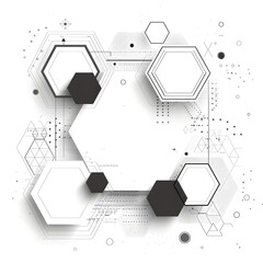 Obraz premium Geometric frame with hexagon and triangle patterns classic line art on white background modern and dynamic design concept with copy space