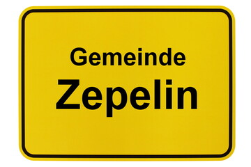 Illustration eines Ortsausgangsschildes der Gemeinde Zepelin in Mecklenburg-Vorpommern
