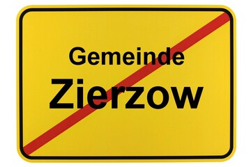 Illustration eines Ortsausgangsschildes der Gemeinde Zierzow in Mecklenburg-Vorpommern