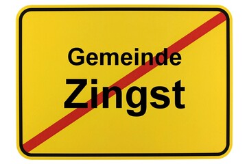 Illustration eines Ortsausgangsschildes der Gemeinde Zingst in Mecklenburg-Vorpommern