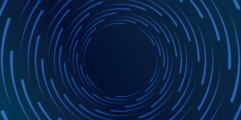 Abstract blue glowing geometric lines on dark blue background. Modern shiny blue circle lines pattern. Futuristic technology concept. Suit for cover, poster,