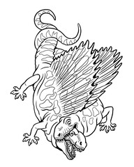 Fight between two prehistoric lizards - Dimetrodon. Battle between two dinosaurs to color in.