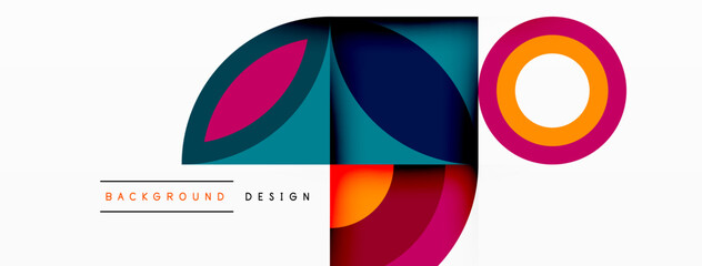 Obraz premium Circles and petals. Geometric beautiful abstract minimal template for Wallpaper, Banner, Background, Card, Book Illustration, landing page