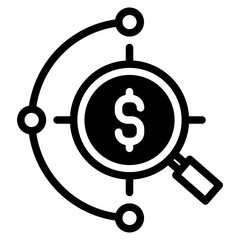 Analyze, analyze icon. Magnified growing bar graph icon