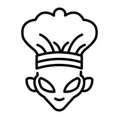 Alien chef icon in line style 