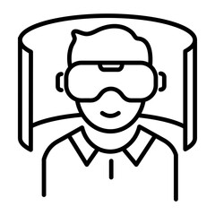 An outline style icon of virtual reality 
