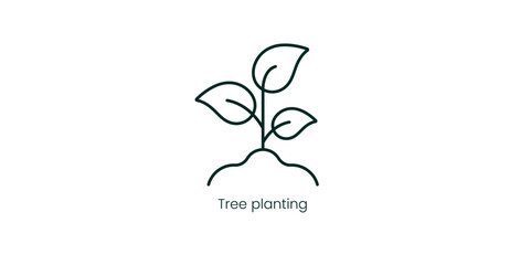 Tree Planting Vector Icon for Environmental Conservation Efforts