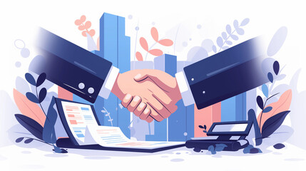 Investors shaking hands with a startup founder. Investment, business partnerships, venture capital, startup funding, and business collaboration concept.