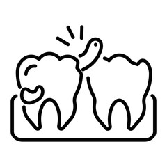 A line style icon of tooth worm 