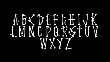 Skull font, decorative font lettering design set