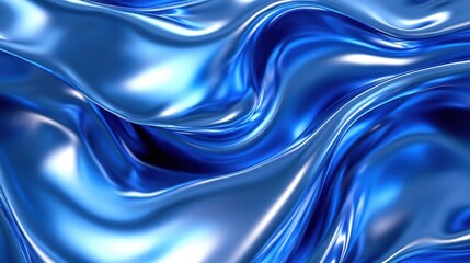 Obraz premium A smooth, flowing texture of blue fabric, creating a dynamic and glossy appearance.