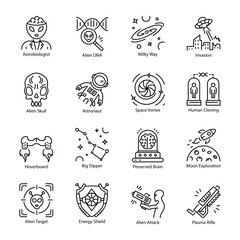 Space Exploration and Technology Line Style Icons

