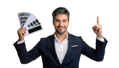 person holding a fan on transparent background