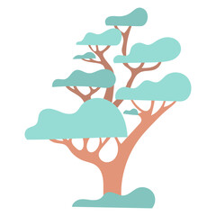 Tropical rainforest tree. minimalist and simple tree graphic art. vector icon illustration