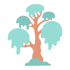 Tropical rainforest tree. minimalist and simple tree graphic art. vector icon illustration