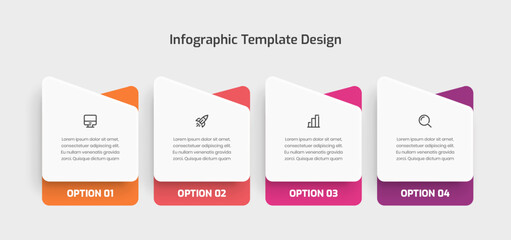 Business Infographic Template Creative Design with Abstract Label Icon and 4 Number for Presentation