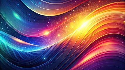 Abstract Colorful Curved Lines with Glowing Stars