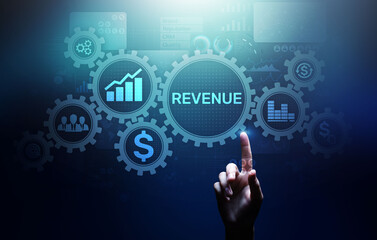 Revenue Increase sales financial growth business concept on virtual screen.