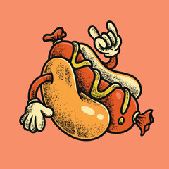 Hot Dog Retro Mascot Illustrations