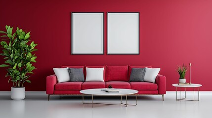 Textured walls in a modern eclectic living space with varied furniture styles and a vibrant color scheme, copy space for text,