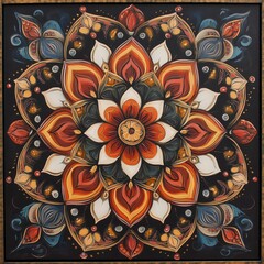 Vibrant Floral Mandala in Warm Tones