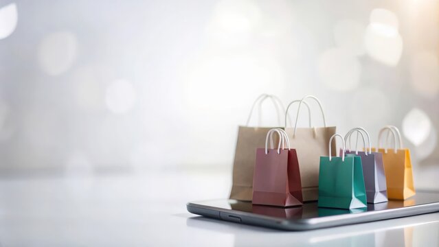 Abstract image with shopping bags and digital elements illustrating the online shopping experience.
- Powered by Adobe