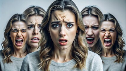 Fototapeta premium Multiple Personalities, Mental Health, Inner Turmoil.