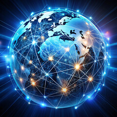 Global network technology concept with a digital globe illustration