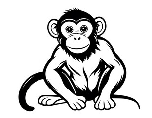 Obraz premium Drawing of a cute monkey, for coloring for example.