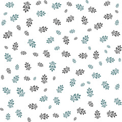 Seamless pattern of green and black floral designs on a white background.
